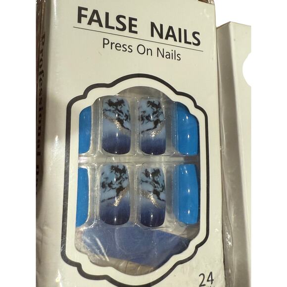 New Press On Nails Bundle of 3 Ghostface Horror Blue & Green Marble Reusable - Picture 8 of 16